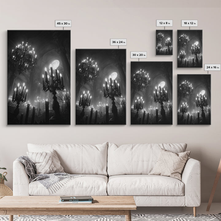 Monochrome Gothic Halloween, Vertical Wall Art, Dark Halloween Decor, Canvas Print, Halloween Wall Decor, Gothic Home Decor, Horror Wall Art