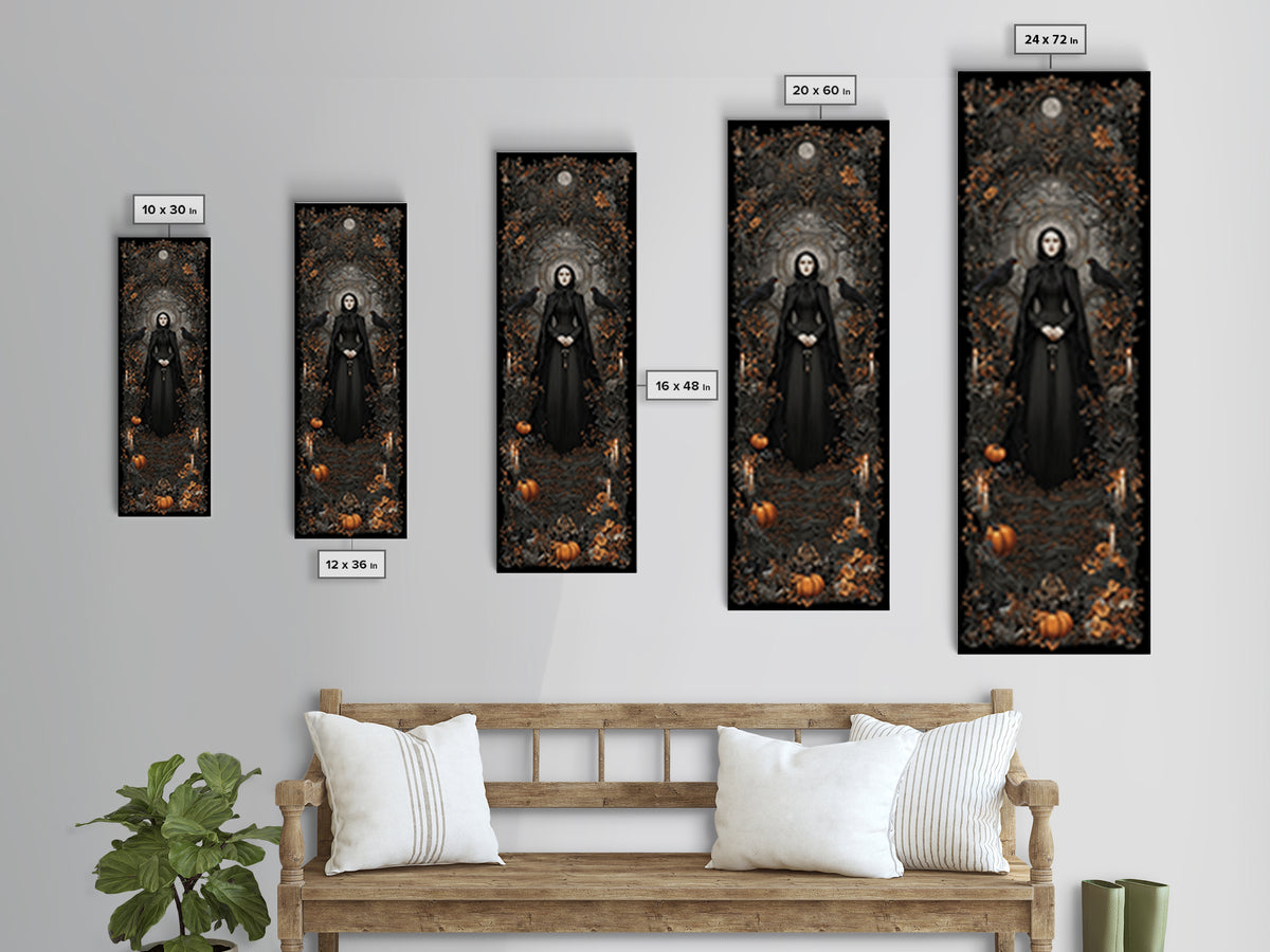 Victorian Mourning Halloween, Tall Narrow Wall Art, Gothic Horror Wall Art, Framed Canvas Print, Halloween Wall Decor, Gothic Home Decor