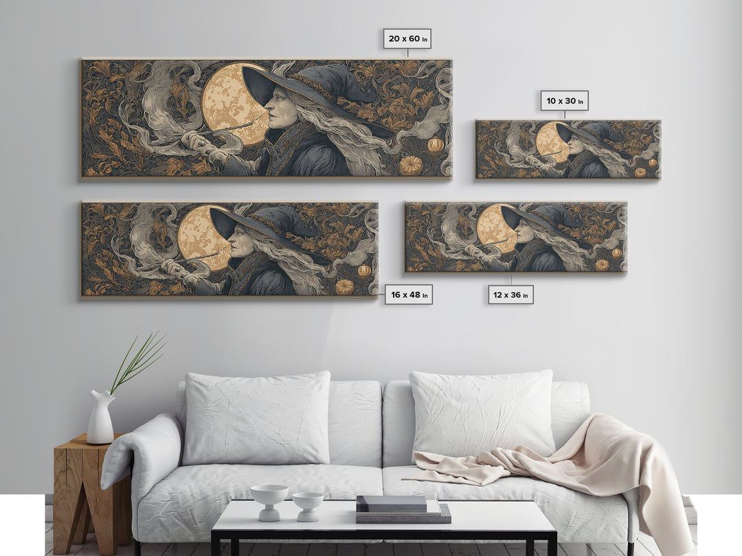 Art Nouveau Witchcraft, Extra Wide Wall Art, Spooky Home Decor, Canvas Print, Halloween Wall Decor, Gothic Home Decor, Seasonal Home Decor