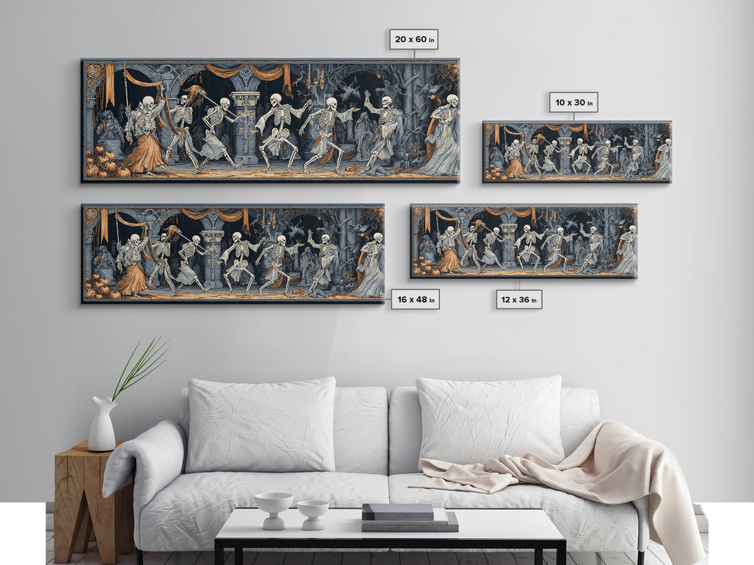 Medieval Danse Macabre, Extra Wide Wall Art, Spooky Home Decor, Canvas Print, Halloween Wall Decor, Gothic Home Decor