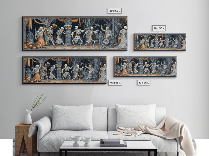 Medieval Danse Macabre, Extra Wide Wall Art, Spooky Home Decor, Canvas Print, Halloween Wall Decor, Gothic Home Decor