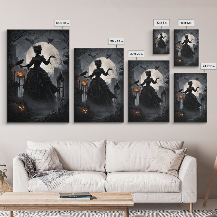 1950s Halloween Nostalgia, Vertical Wall Art, Haunted Gothic Art, Framed Canvas Print, Halloween Wall Decor, Gothic Home Decor
