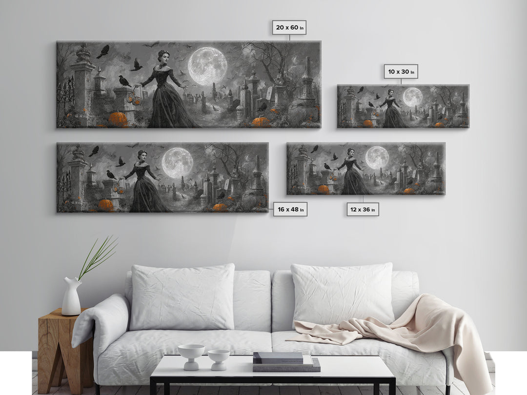 1950s Halloween Nostalgia, Extra Wide Wall Art, Spooky Home Decor, Canvas Print, Halloween Wall Decor, Gothic Home Decor, Spooky Wall Decor