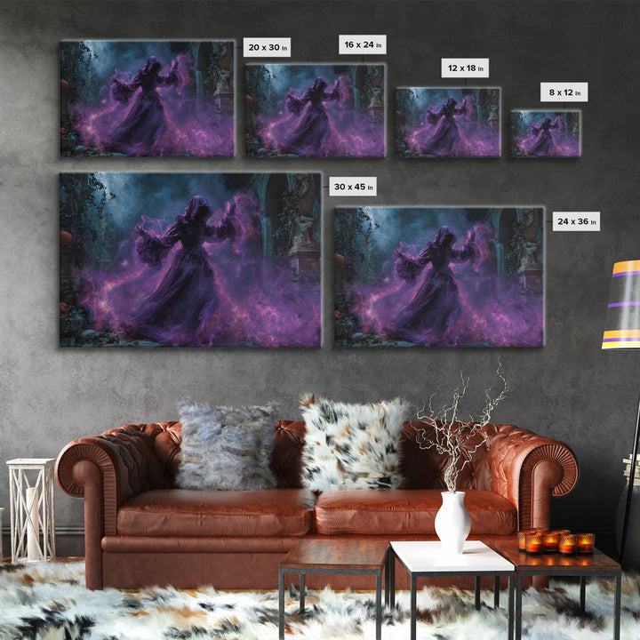 1980s Neon Horror, Landscape Wall Art, Dark Fantasy Wall Art, Canvas Print, Halloween Wall Decor, Gothic Home Decor, Macabre Wall Art