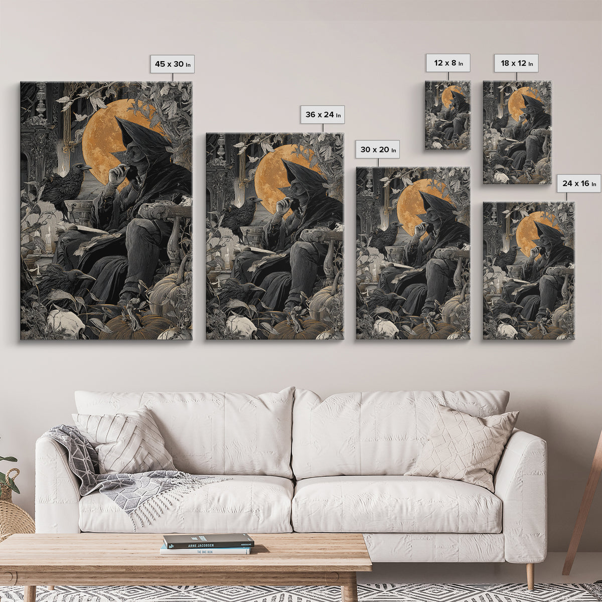 Dark Academia Halloween, Vertical Wall Art, Macabre Wall Art, Framed Canvas Print, Halloween Wall Decor, Gothic Home Decor, Dark Fantasy Art