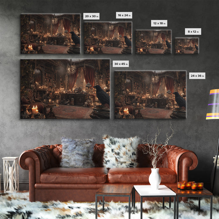 Dark Academia Halloween, Landscape Wall Art, Haunted Gothic Art, Framed Canvas Print, Halloween Wall Decor, Gothic Home Decor
