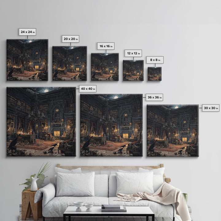 Dark Academia Halloween, Square Wall Art, Dark Halloween Decor, Canvas Print, Halloween Wall Decor, Gothic Home Decor, Statement Wall Art