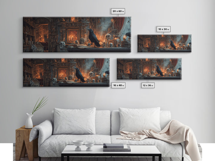 Dark Academia Halloween, Extra Wide Wall Art, Haunted Gothic Art, Framed Canvas Print, Halloween Wall Decor, Gothic Home Decor