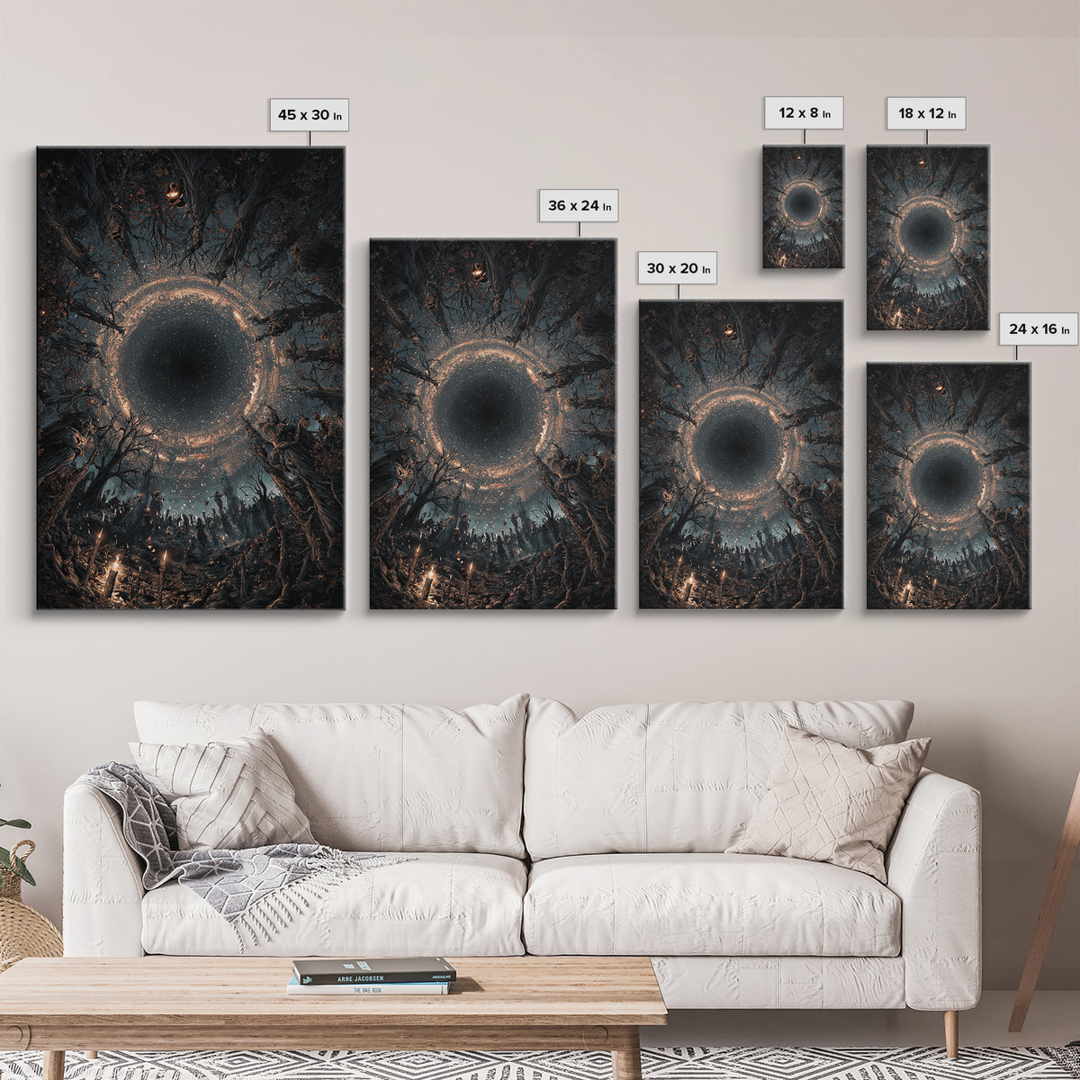 Celestial Witchcraft, Vertical Wall Art, Haunted Gothic Art, Framed Canvas Print, Halloween Wall Decor, Gothic Home Decor, Horror Wall Art