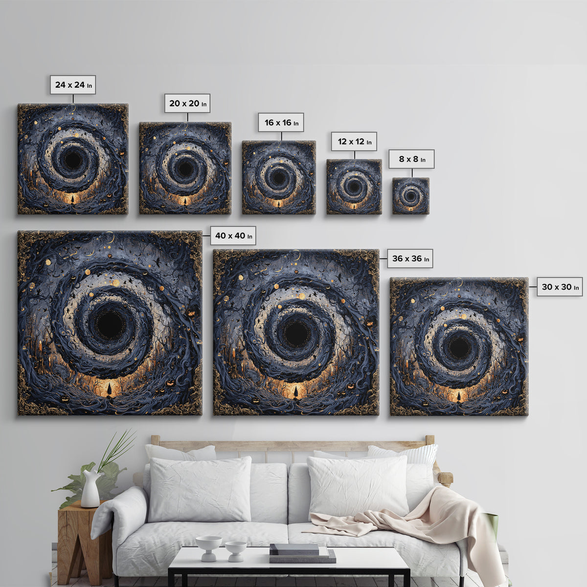 Celestial Witchcraft, Square Wall Art, Macabre Wall Art, Framed Canvas Print, Halloween Wall Decor, Gothic Home Decor, Seasonal Home Decor
