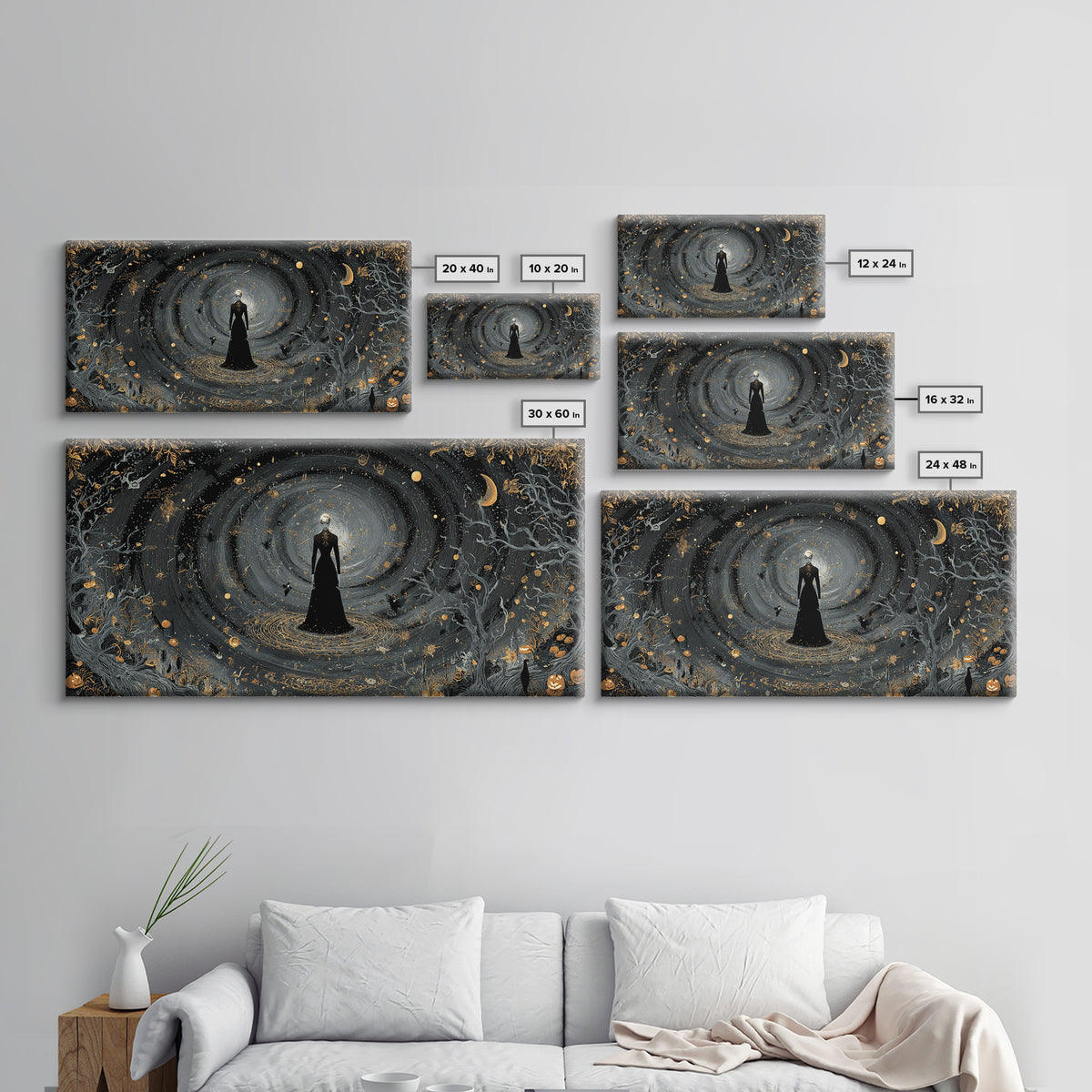 Celestial Witchcraft, Wide Panoramic Art, Dark Halloween Decor, Canvas Print, Halloween Wall Decor, Gothic Home Decor, Halloween Wall Art