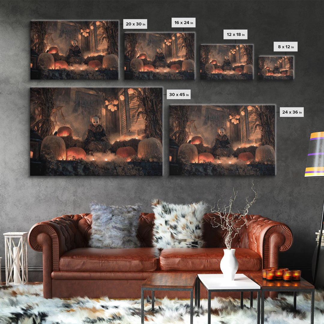 Occult Harvest Festival, Landscape Wall Art, Gothic Horror Wall Art, Framed Canvas Print, Halloween Wall Decor, Gothic Home Decor