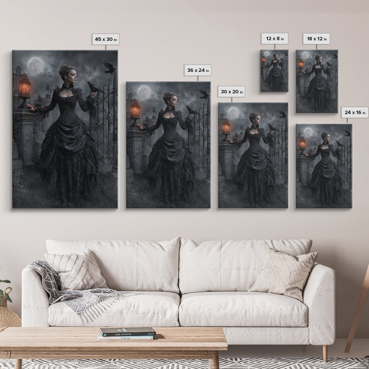 Gothic Romance, Vertical Wall Art, Dark Fantasy Wall Art, Canvas Print, Halloween Wall Decor, Gothic Home Decor, Halloween Decor