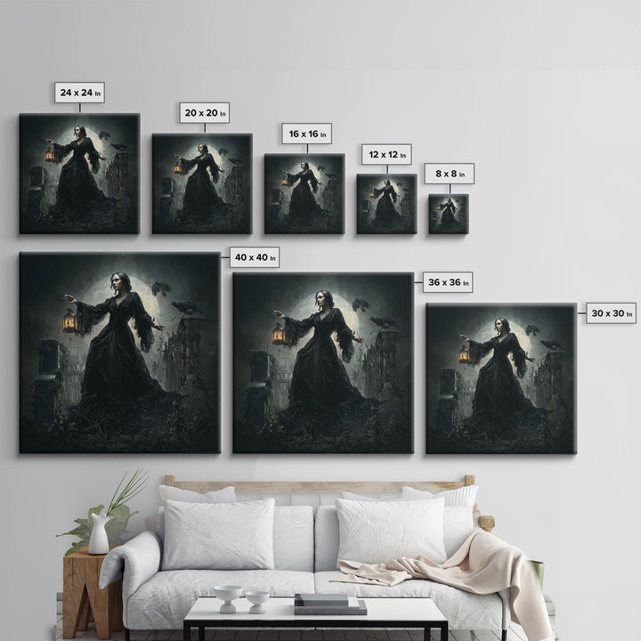 Gothic Romance, Square Wall Art, Macabre Wall Art, Framed Canvas Print, Halloween Wall Decor, Gothic Home Decor, Seasonal Home Decor