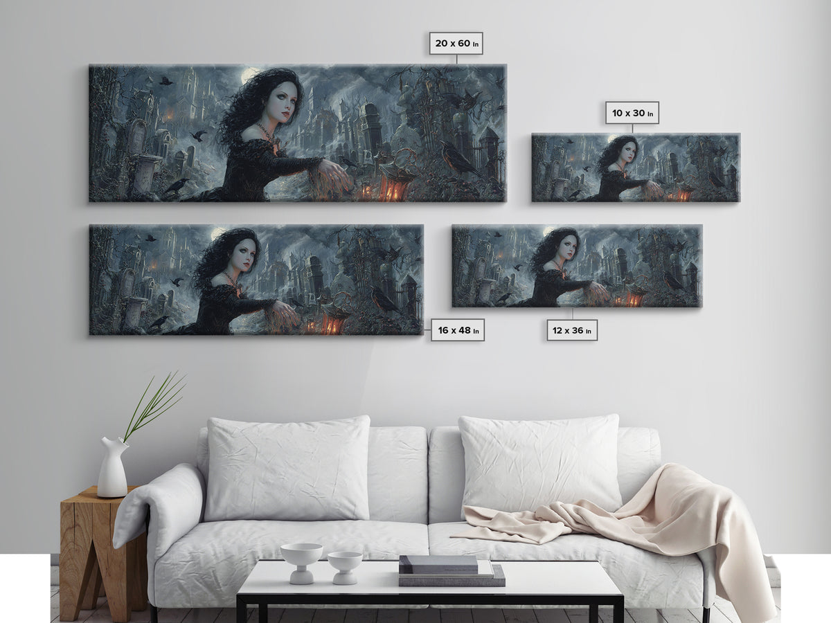 Gothic Romance, Extra Wide Wall Art, Dark Halloween Decor, Canvas Print, Halloween Wall Decor, Gothic Home Decor, Collectible Wall Decor
