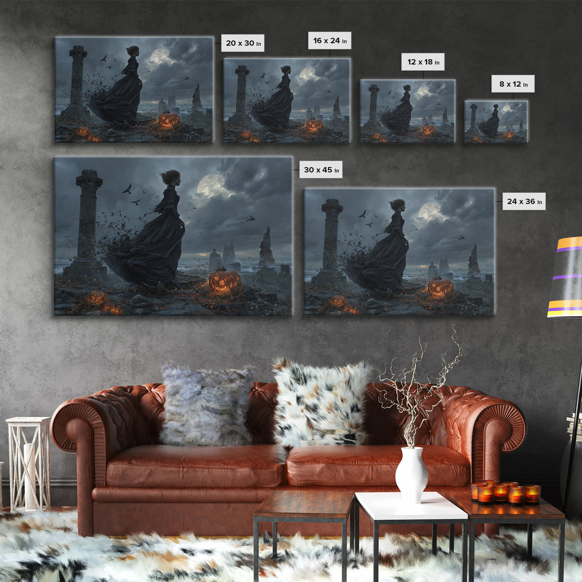 Haunted Seaside Halloween, Landscape Wall Art, Dark Fantasy Wall Art, Canvas Print, Halloween Wall Decor, Gothic Home Decor