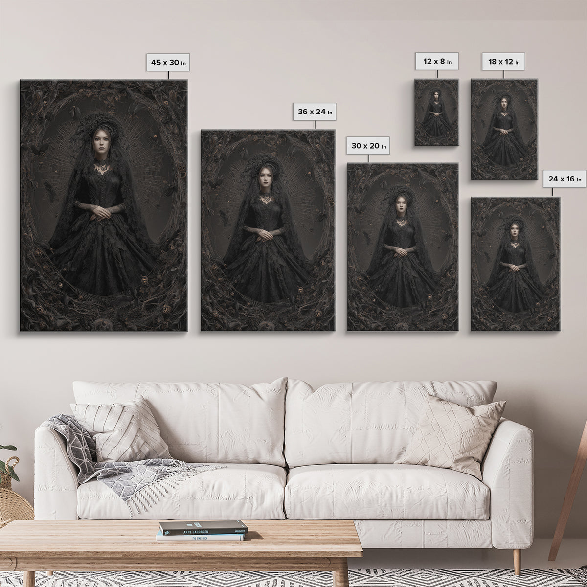 Black Lace And Cobwebs, Vertical Wall Art, Spooky Home Decor, Canvas Print, Halloween Wall Decor, Gothic Home Decor, Halloween Decor