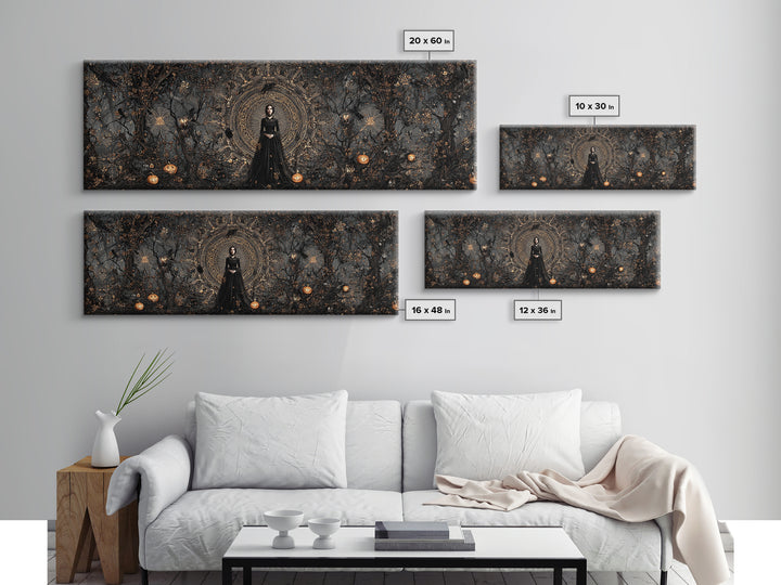 Black Lace And Cobwebs, Extra Wide Wall Art, Spooky Home Decor, Canvas Print, Halloween Wall Decor, Gothic Home Decor, Seasonal Home Decor