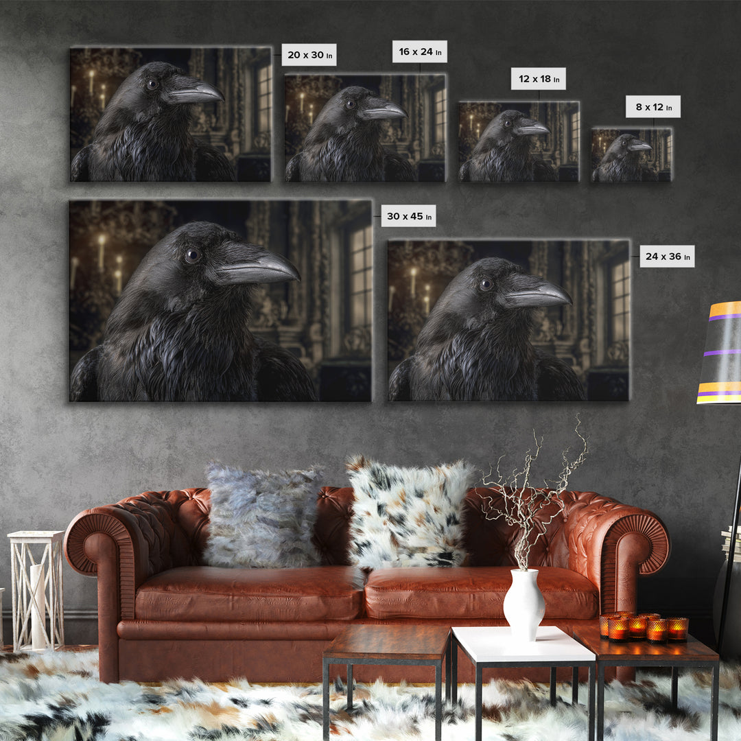 Ravens And Ruins, Landscape Wall Art, Gothic Horror Wall Art, Framed Canvas Print, Halloween Wall Decor, Gothic Home Decor