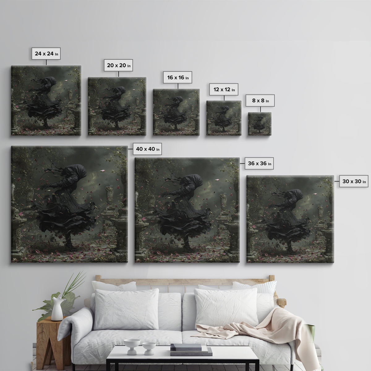 The Poison Garden, Square Wall Art, Haunted Gothic Art, Framed Canvas Print, Halloween Wall Decor, Gothic Home Decor, Dark Fantasy Art