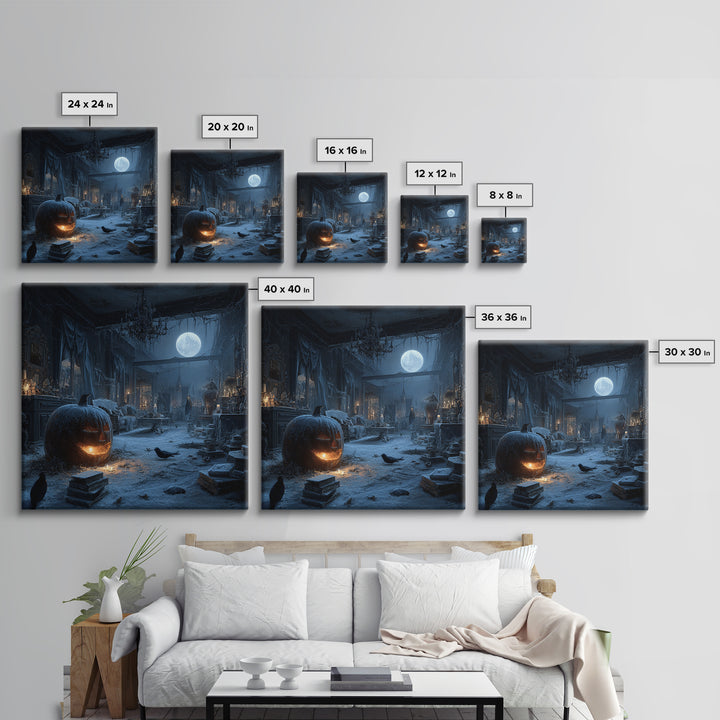 Frozen Halloween, Square Wall Art, Haunted Gothic Art, Framed Canvas Print, Halloween Wall Decor, Gothic Home Decor, Seasonal Home Decor