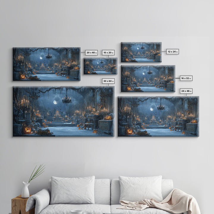 Frozen Halloween, Wide Panoramic Art, Spooky Home Decor, Canvas Print, Halloween Wall Decor, Gothic Home Decor, Macabre Wall Art