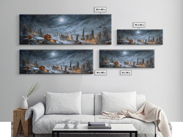 Frozen Halloween, Extra Wide Wall Art, Macabre Wall Art, Framed Canvas Print, Halloween Wall Decor, Gothic Home Decor, Halloween Wall Art
