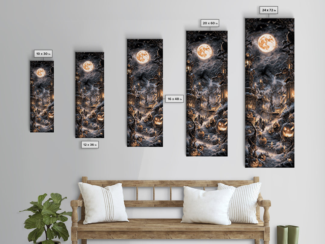 Frozen Halloween, Tall Narrow Wall Art, Spooky Home Decor, Canvas Print, Halloween Wall Decor, Gothic Home Decor, Halloween Wall Art
