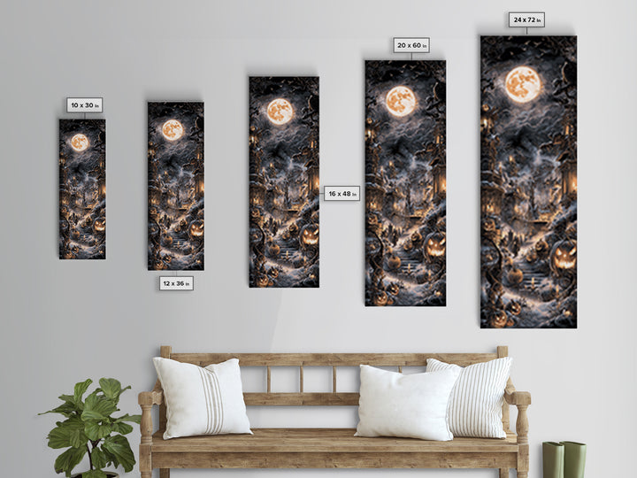 Frozen Halloween, Tall Narrow Wall Art, Spooky Home Decor, Canvas Print, Halloween Wall Decor, Gothic Home Decor, Halloween Wall Art