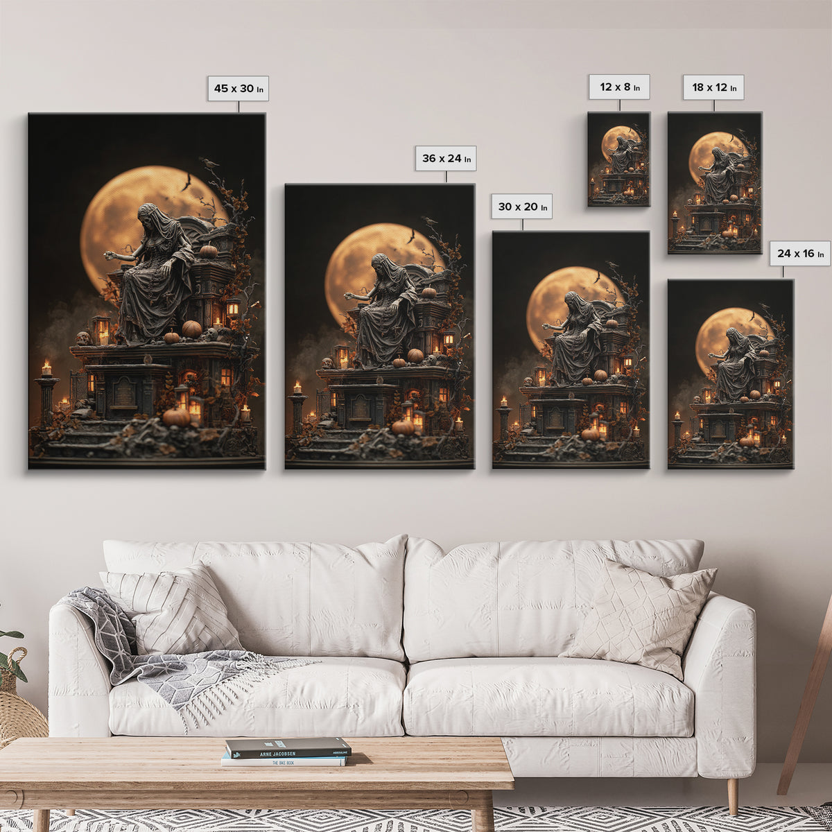 The Necromancer Queen, Vertical Wall Art, Haunted Gothic Art, Framed Canvas Print, Halloween Wall Decor, Gothic Home Decor