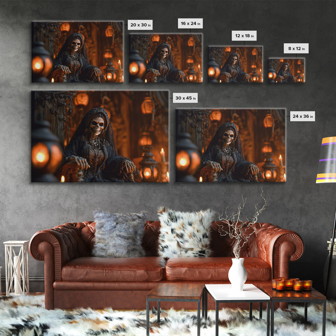 The Necromancer Queen, Landscape Wall Art, Haunted Gothic Art, Framed Canvas Print, Halloween Wall Decor, Gothic Home Decor, Halloween Decor