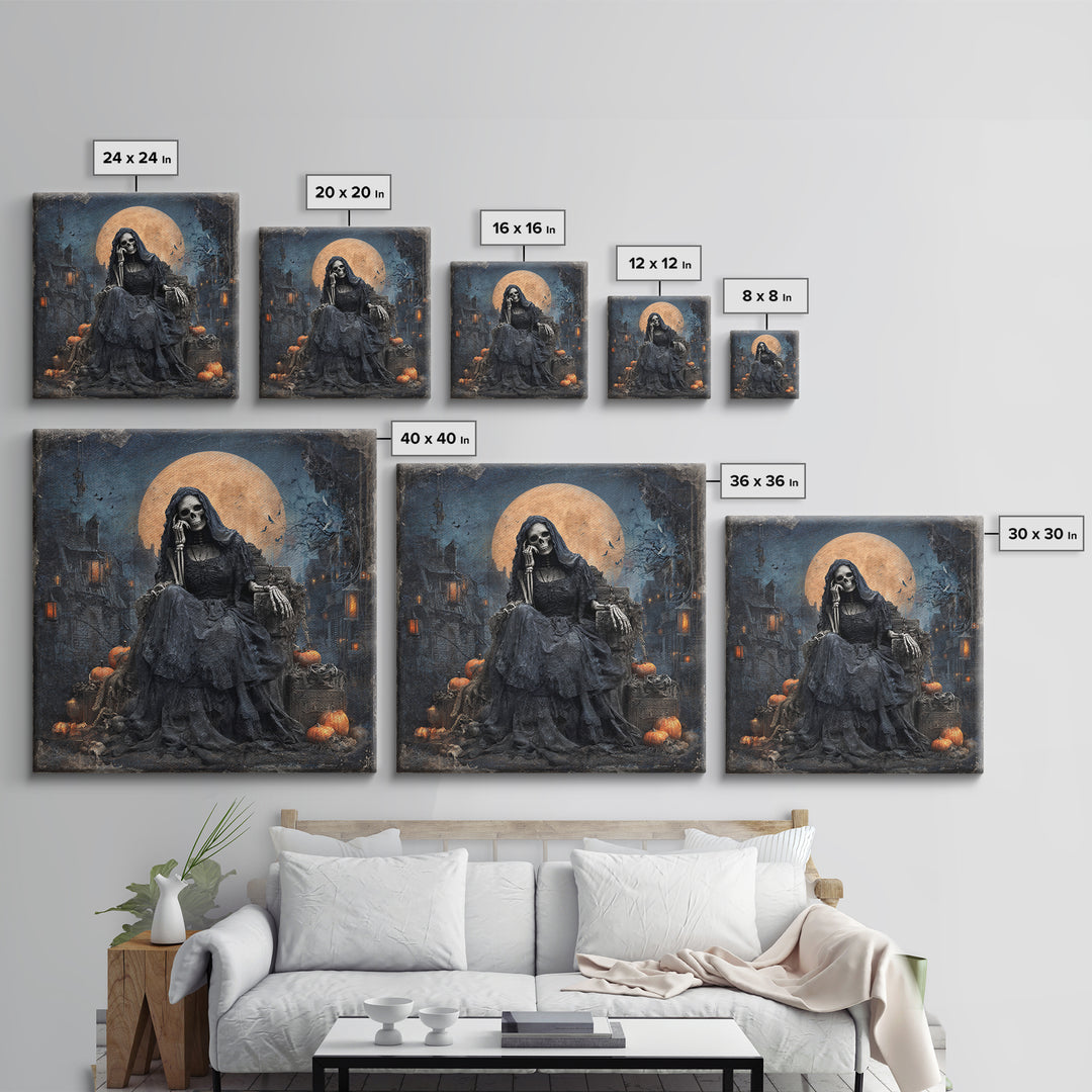 The Necromancer Queen, Square Wall Art, Spooky Home Decor, Canvas Print, Halloween Wall Decor, Gothic Home Decor, Dark Fantasy Art