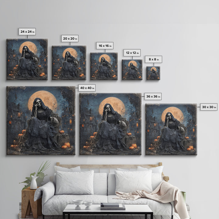 The Necromancer Queen, Square Wall Art, Spooky Home Decor, Canvas Print, Halloween Wall Decor, Gothic Home Decor, Dark Fantasy Art