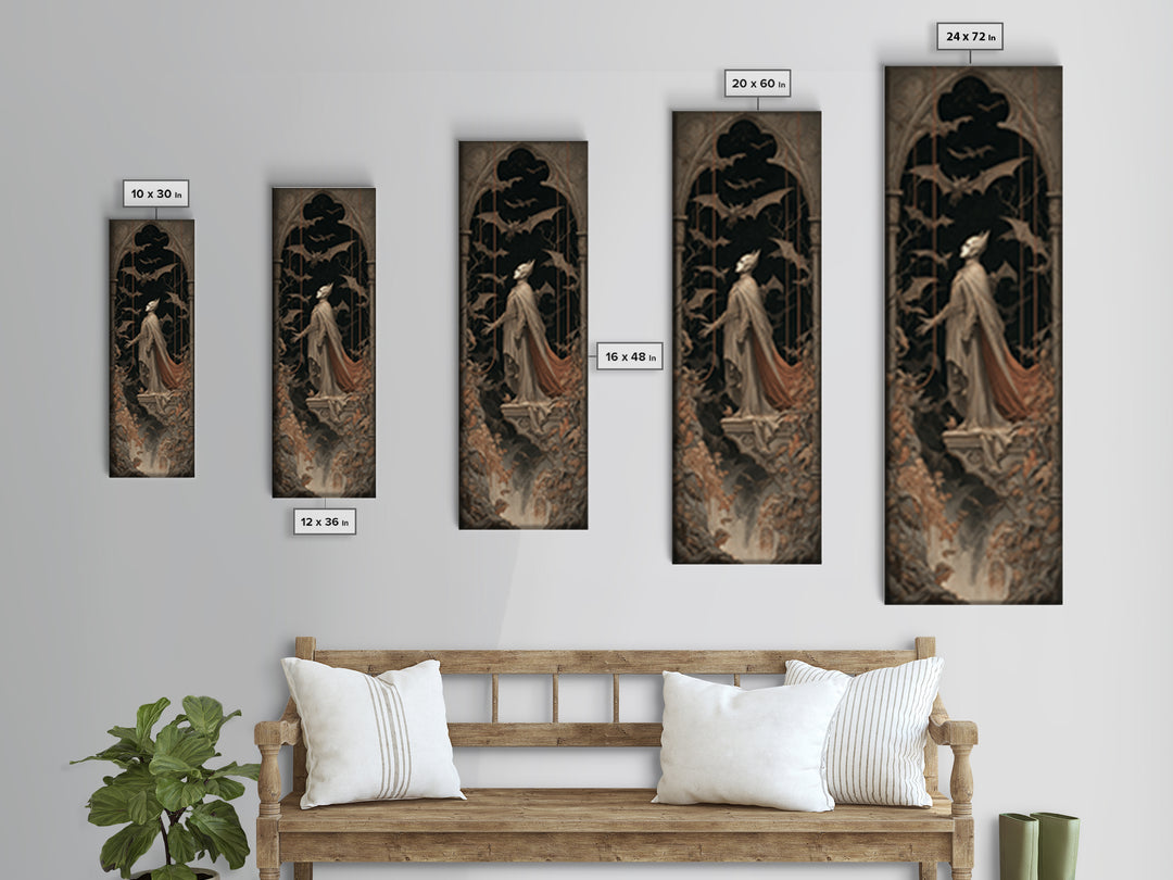 The Bat Prince, Tall Narrow Wall Art, Dark Halloween Decor, Canvas Print, Halloween Wall Decor, Gothic Home Decor, Collectible Wall Decor