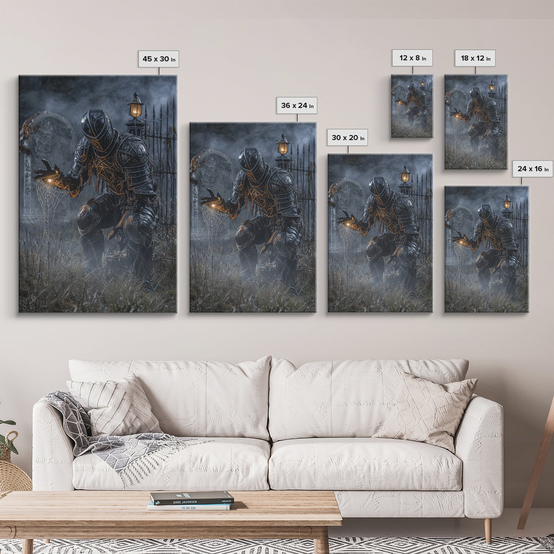 The Spider Knight, Vertical Wall Art, Spooky Home Decor, Canvas Print, Halloween Wall Decor, Gothic Home Decor, Halloween Wall Art