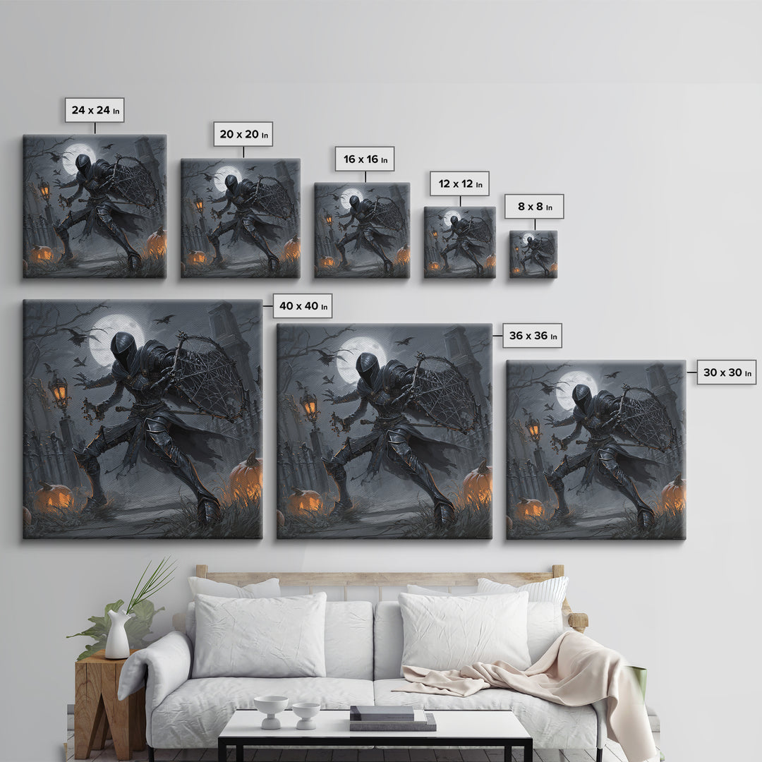 The Spider Knight, Square Wall Art, Macabre Wall Art, Framed Canvas Print, Halloween Wall Decor, Gothic Home Decor, Horror Wall Art