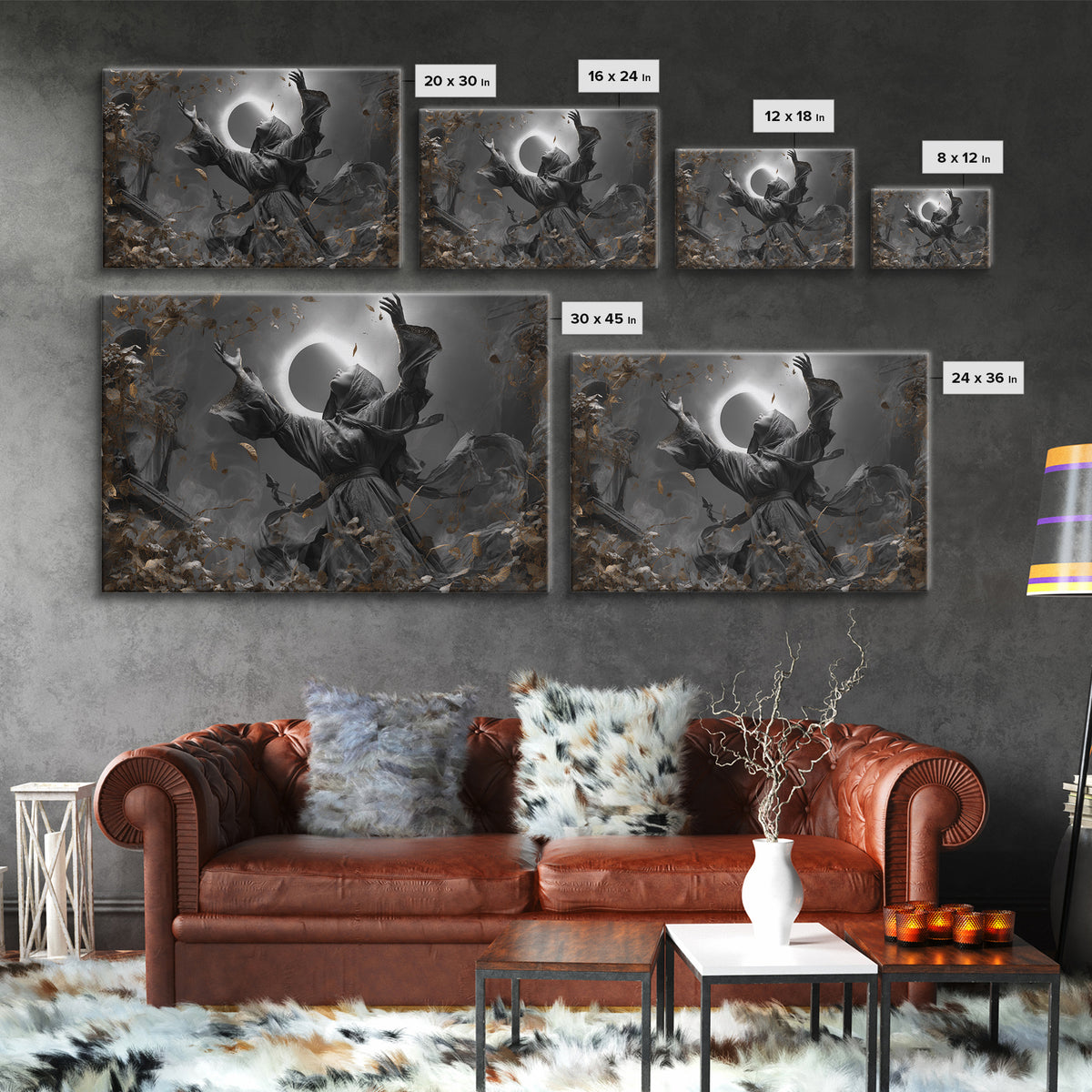 The Moon Priestess, Landscape Wall Art, Dark Fantasy Wall Art, Canvas Print, Halloween Wall Decor, Gothic Home Decor, Macabre Wall Art