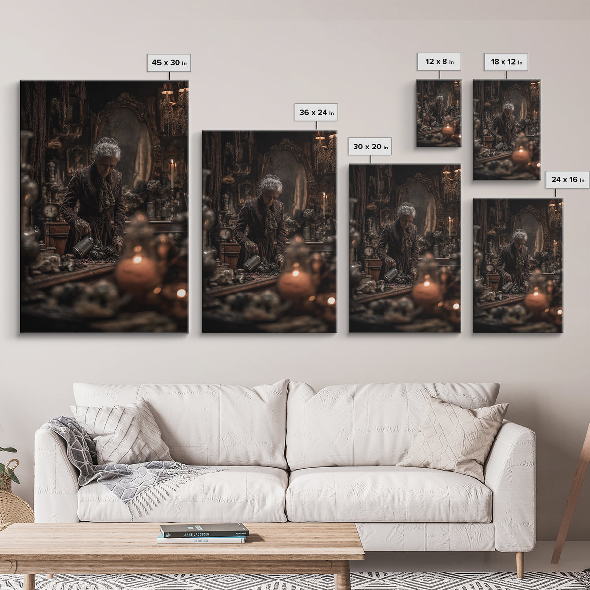 The Graveyard Gardener, Vertical Wall Art, Macabre Wall Art, Framed Canvas Print, Halloween Wall Decor, Gothic Home Decor, Spooky Wall Decor