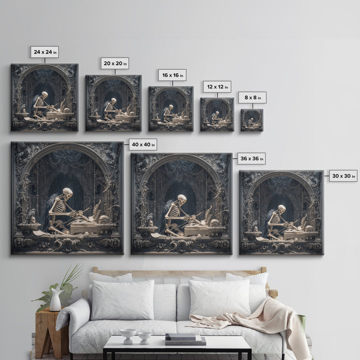 The Bone Sculptor, Square Wall Art, Dark Fantasy Wall Art, Canvas Print, Halloween Wall Decor, Gothic Home Decor, Collectible Wall Decor