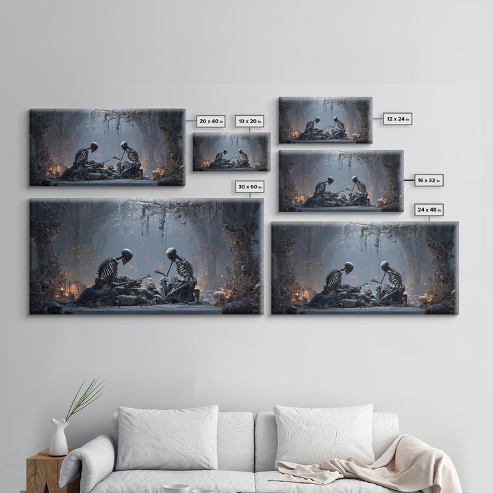 The Bone Sculptor, Wide Panoramic Art, Dark Fantasy Wall Art, Canvas Print, Halloween Wall Decor, Gothic Home Decor, Dark Fantasy Art