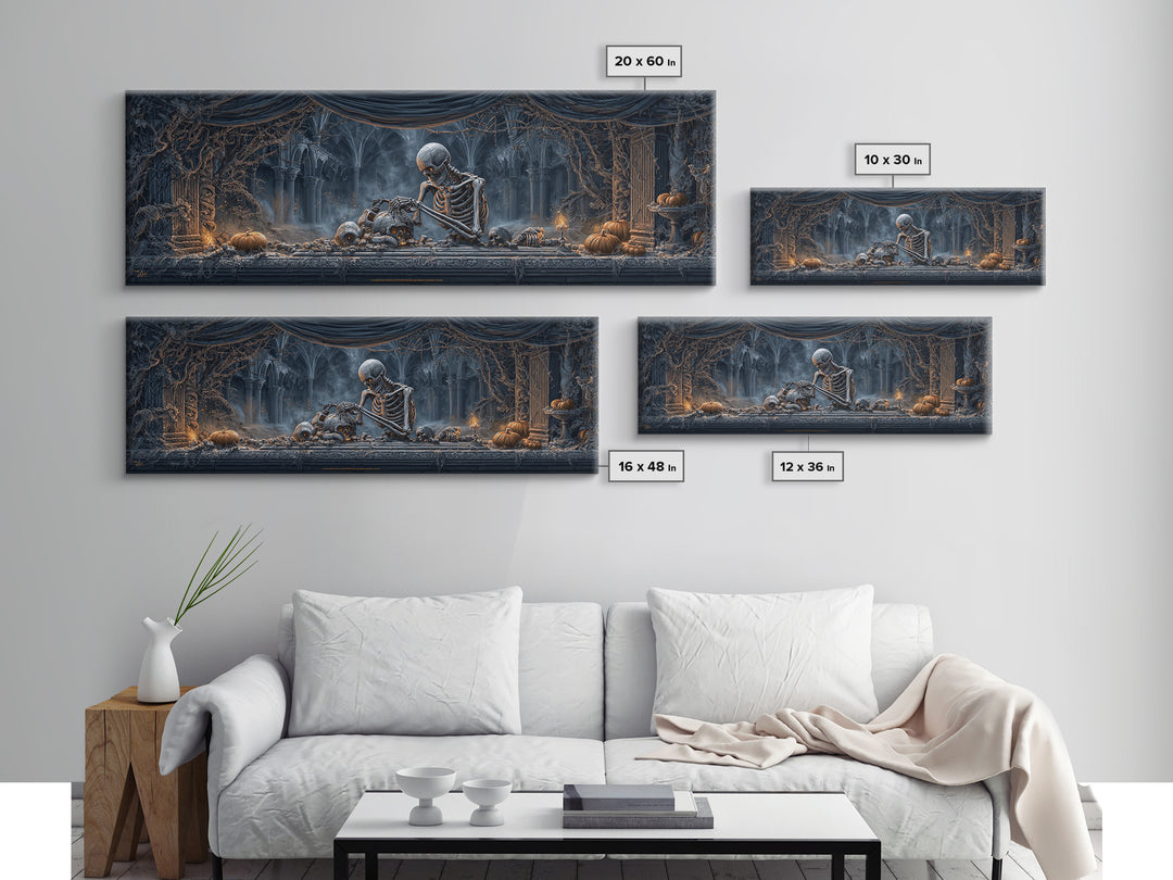 The Bone Sculptor, Extra Wide Wall Art, Dark Halloween Decor, Canvas Print, Halloween Wall Decor, Gothic Home Decor, Collectible Wall Decor