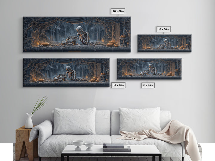 The Bone Sculptor, Extra Wide Wall Art, Dark Halloween Decor, Canvas Print, Halloween Wall Decor, Gothic Home Decor, Collectible Wall Decor