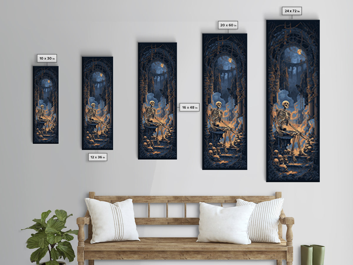 The Bone Sculptor, Tall Narrow Wall Art, Dark Fantasy Wall Art, Canvas Print, Halloween Wall Decor, Gothic Home Decor, Halloween Decor