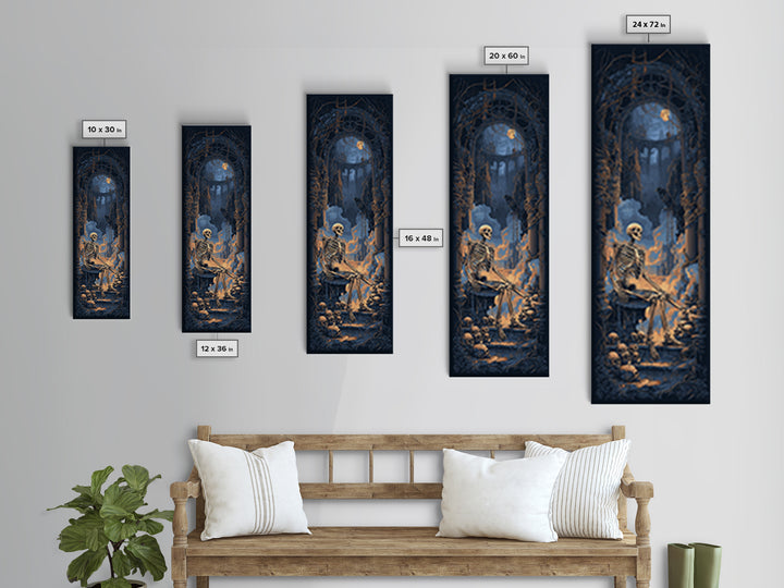 The Bone Sculptor, Tall Narrow Wall Art, Dark Fantasy Wall Art, Canvas Print, Halloween Wall Decor, Gothic Home Decor, Halloween Decor