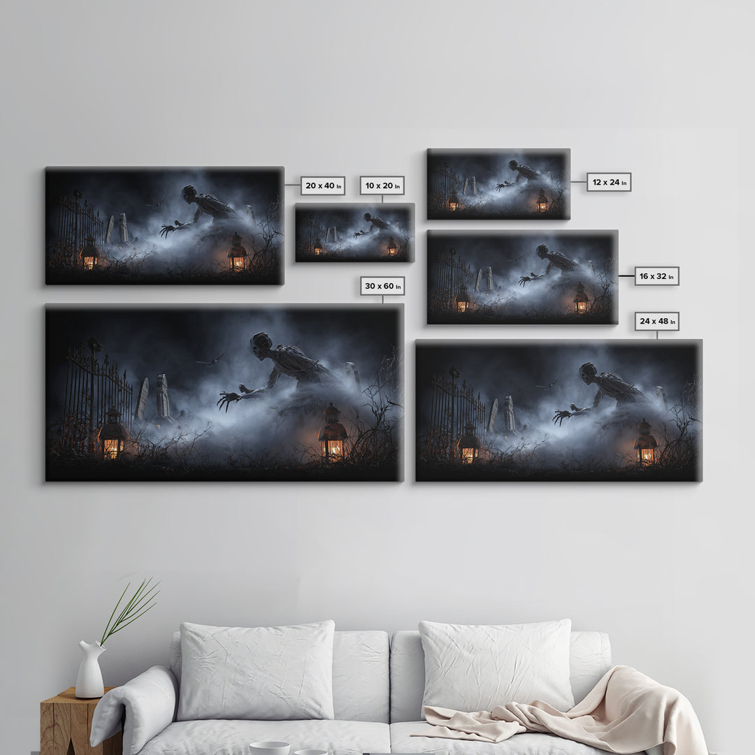 The Dream Eater, Wide Panoramic Art, Macabre Wall Art, Framed Canvas Print, Halloween Wall Decor, Gothic Home Decor, Statement Wall Art