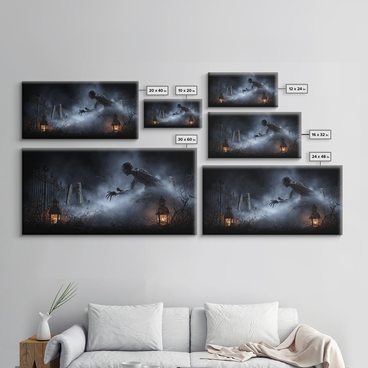 The Dream Eater, Wide Panoramic Art, Macabre Wall Art, Framed Canvas Print, Halloween Wall Decor, Gothic Home Decor, Statement Wall Art