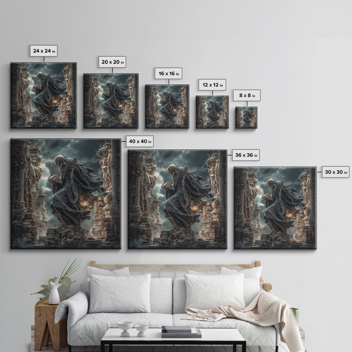 The Crypt Librarian, Square Wall Art, Dark Halloween Decor, Canvas Print, Halloween Wall Decor, Gothic Home Decor, Spooky Wall Decor