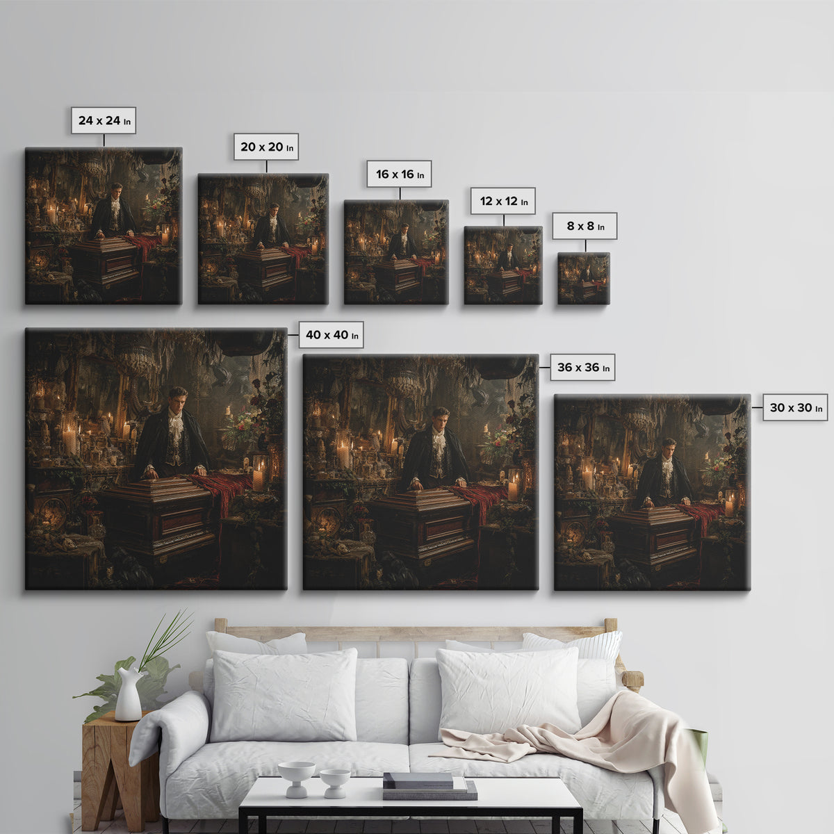The Royal Coffin Maker, Square Wall Art, Spooky Home Decor, Canvas Print, Halloween Wall Decor, Gothic Home Decor, Seasonal Home Decor