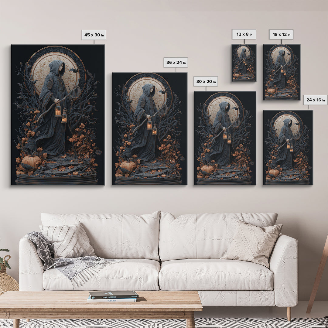 The Soul Collector, Vertical Wall Art, Haunted Gothic Art, Framed Canvas Print, Halloween Wall Decor, Gothic Home Decor, Statement Wall Art