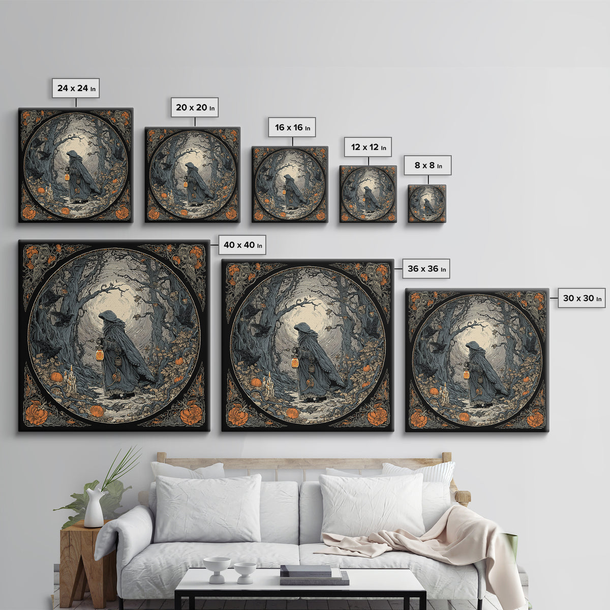 The Soul Collector, Square Wall Art, Macabre Wall Art, Framed Canvas Print, Halloween Wall Decor, Gothic Home Decor, Statement Wall Art